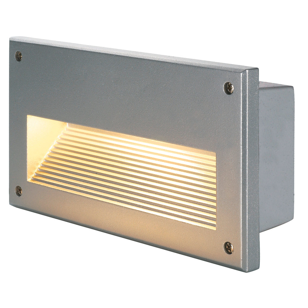 BRICK DOWNUNDER, luminária de embutir na parede para exteriores, C35, cinzento prateado, máx. 40 W