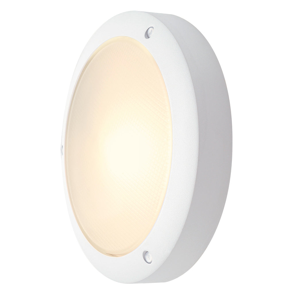 BULAN, luminária de parede e de teto para exteriores, C35, IP44, redonda, branco, vidro acetinado, máx. 60 W