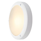 BULAN, luminária de parede e de teto para exteriores, C35, IP44, redonda, branco, vidro acetinado, máx. 60 W
