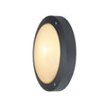BULAN, luminária de parede e de teto para exteriores, C35, IP44, redonda, antracite, vidro acetinado, máx. 60 W