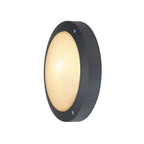 BULAN, luminária de parede e de teto para exteriores, C35, IP44, redonda, antracite, vidro acetinado, máx. 60 W
