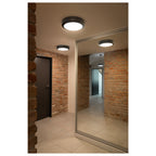 BULAN, luminária de parede e de teto para exteriores, C35, IP44, redonda, antracite, vidro acetinado, máx. 60 W