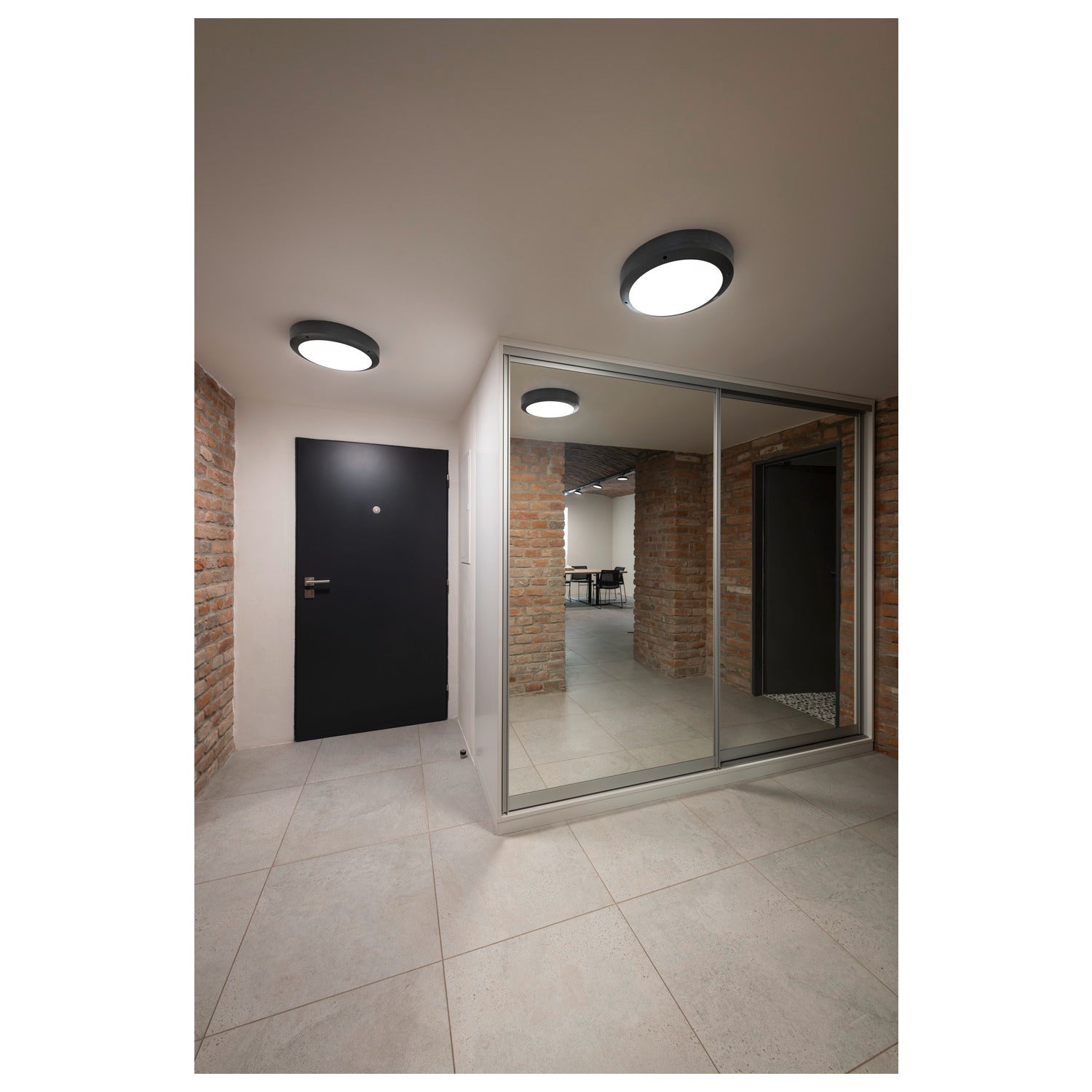 BULAN, luminária de parede e de teto para exteriores, C35, IP44, redonda, antracite, vidro acetinado, máx. 60 W