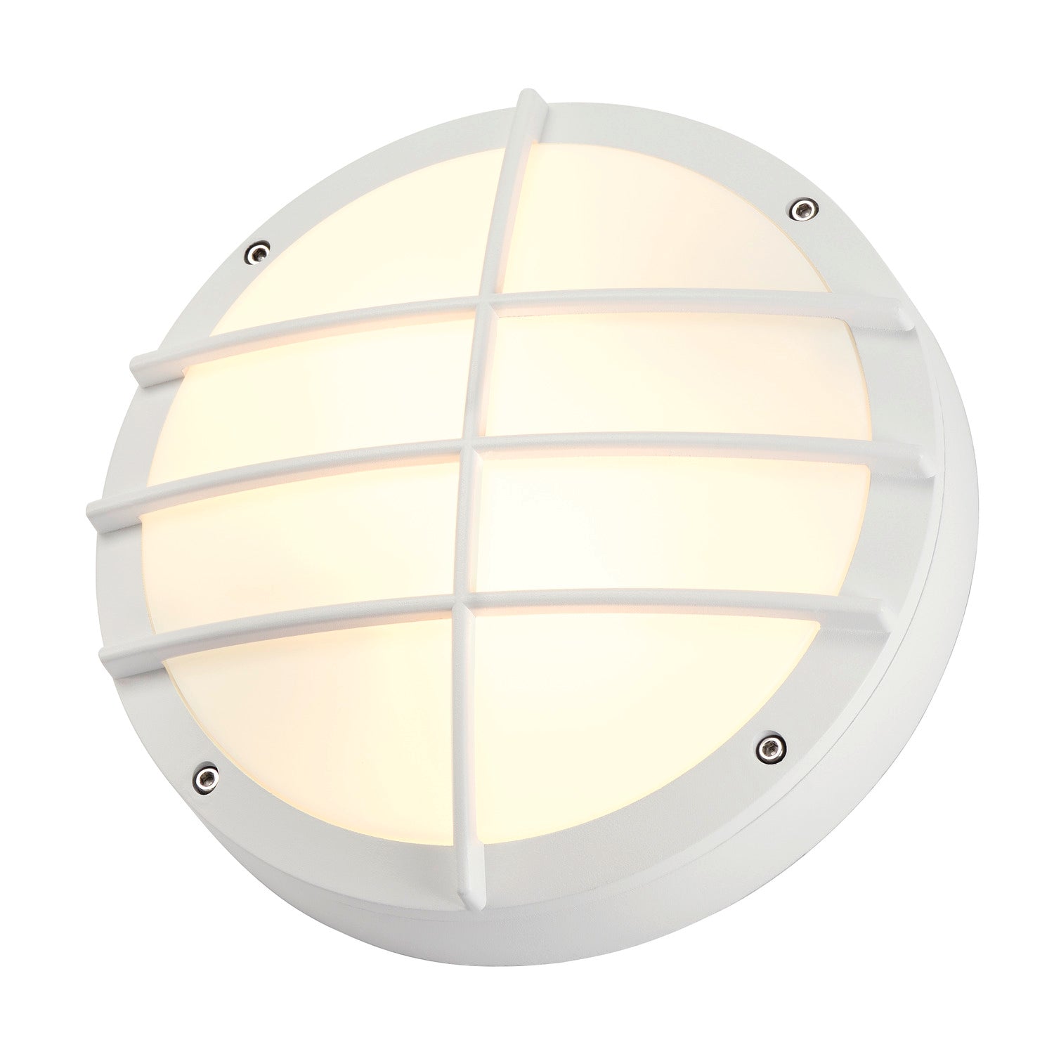 BULAN GRID, luminária de parede e de teto para exteriores, TC-TSE, IP55, redonda, branco, máx. 50 W