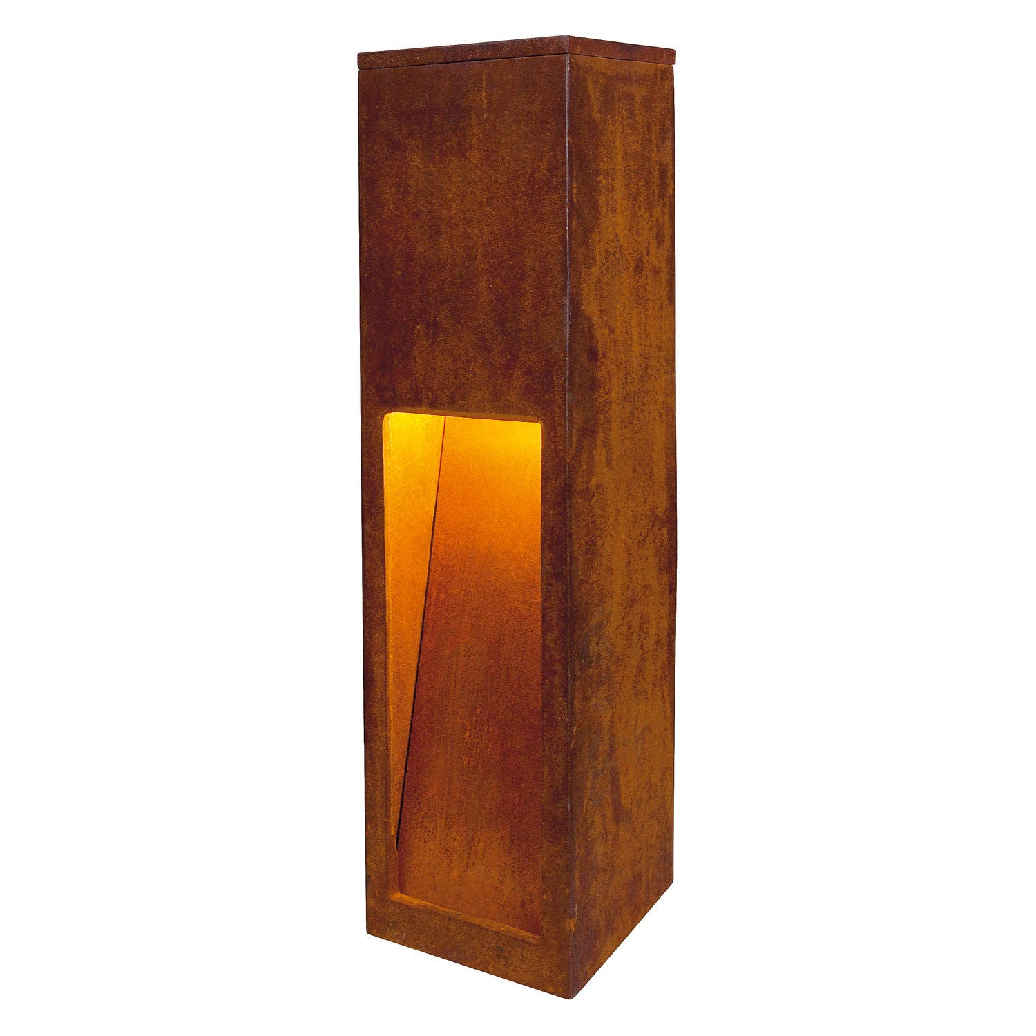 RUSTY SLOT 50, luminária de apoio para exteriores, TC-DSE, IP44, aço enferrujado, C/L/A 12/12/50 cm máx. 11 W