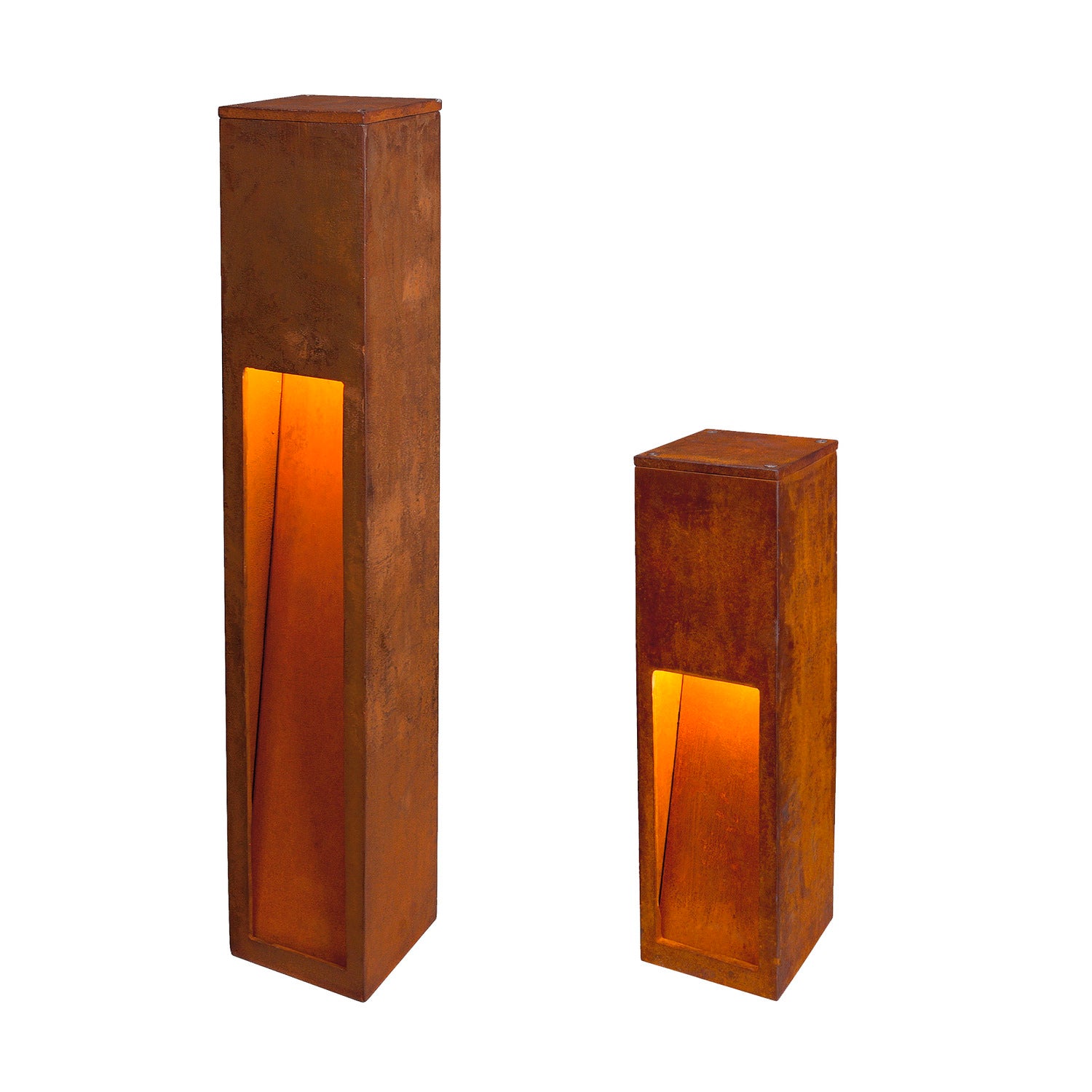 RUSTY SLOT 50, luminária de apoio para exteriores, TC-DSE, IP44, aço enferrujado, C/L/A 12/12/50 cm máx. 11 W