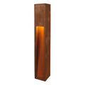 RUSTY SLOT 80, luminária de apoio para exteriores, TC-DSE, IP44, aço enferrujado, C/L/A 12/12/80 cm máx. 11 W