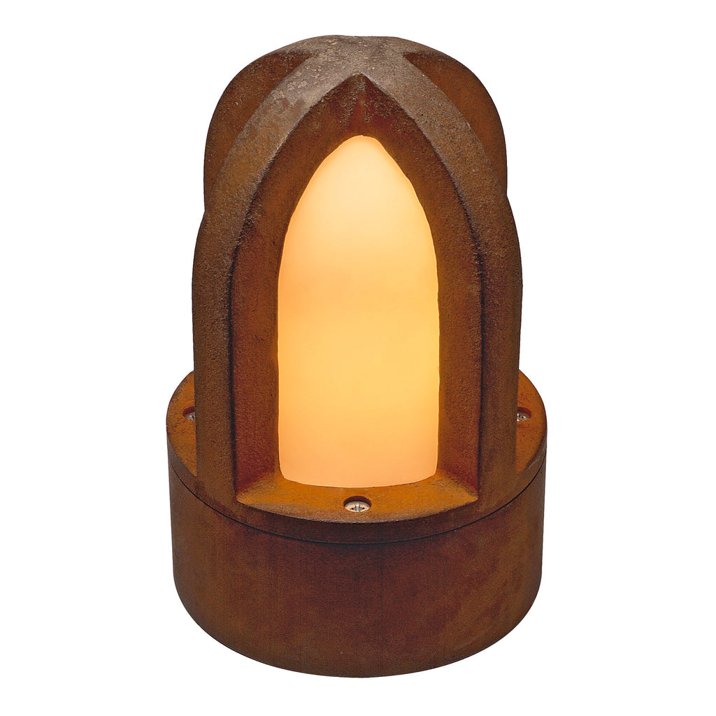 RUSTY CONE, luminária de apoio para exteriores, C35, redonda, aço enferrujado, Ø/A 15/24 cm máx. 40 W, IP54