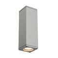 THEO, luminária de parede para o exterior, QPAR51, IP44, quadrado, up/down, cinzento prateado, máx. 70 W