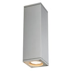 THEO, luminária de parede para o exterior, QPAR51, IP44, quadrado, up/down, cinzento prateado, máx. 70 W
