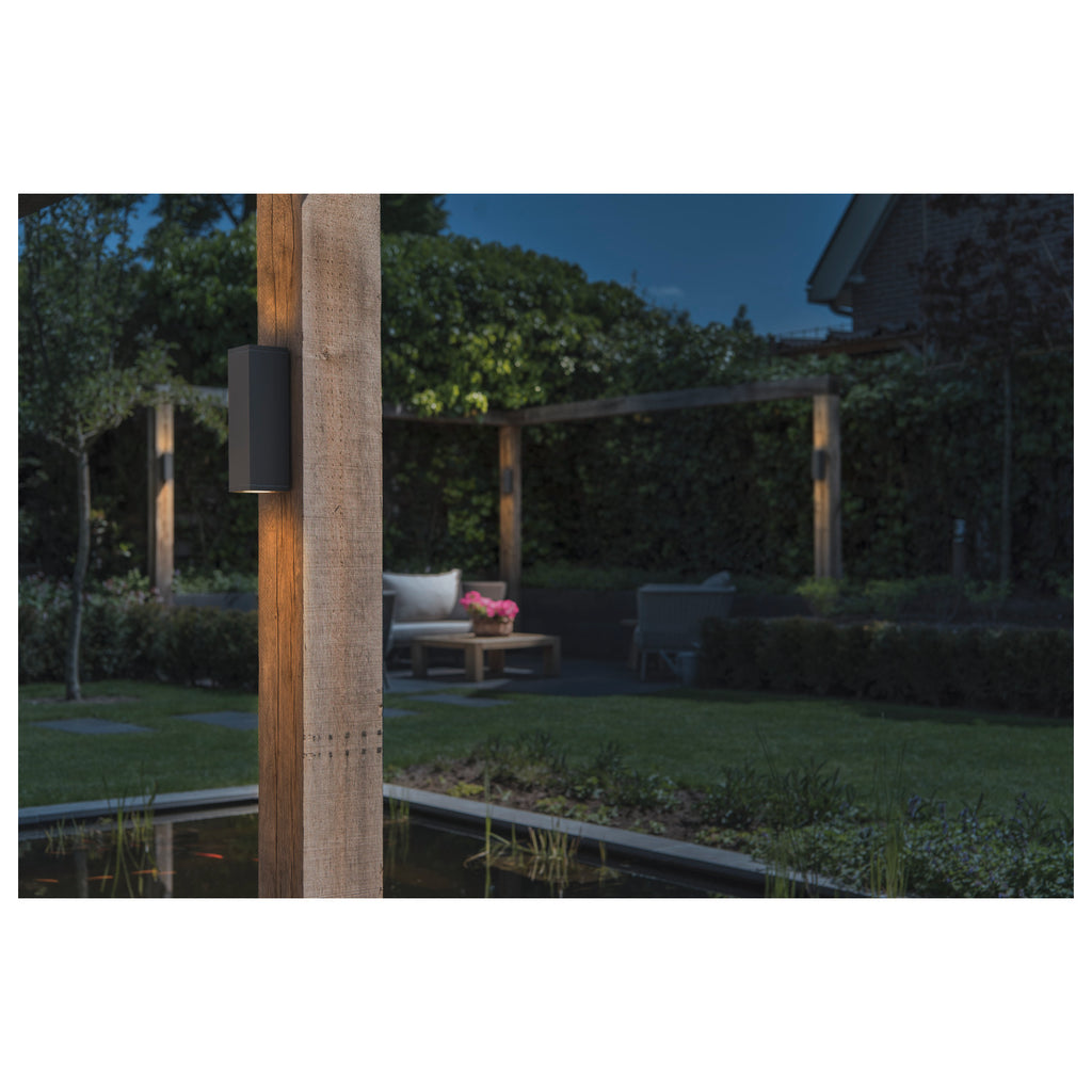 THEO, luminária de parede para o exterior, QPAR51, IP44, quadrado, up/down, antracite, máx. 70 W