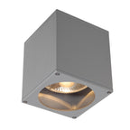 BIG THEO, luminária de teto para exteriores, QPAR111, IP44, angular, cinzento prateado, máx. 75 W