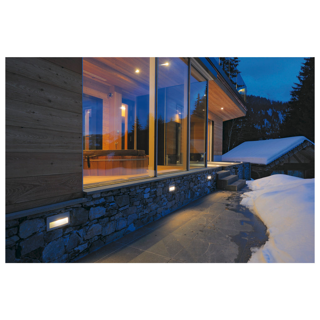 BRICK DOWNUNDER, luminária de embutir na parede para exteriores, LED, 3000 K, IP54, retangular, cinzento