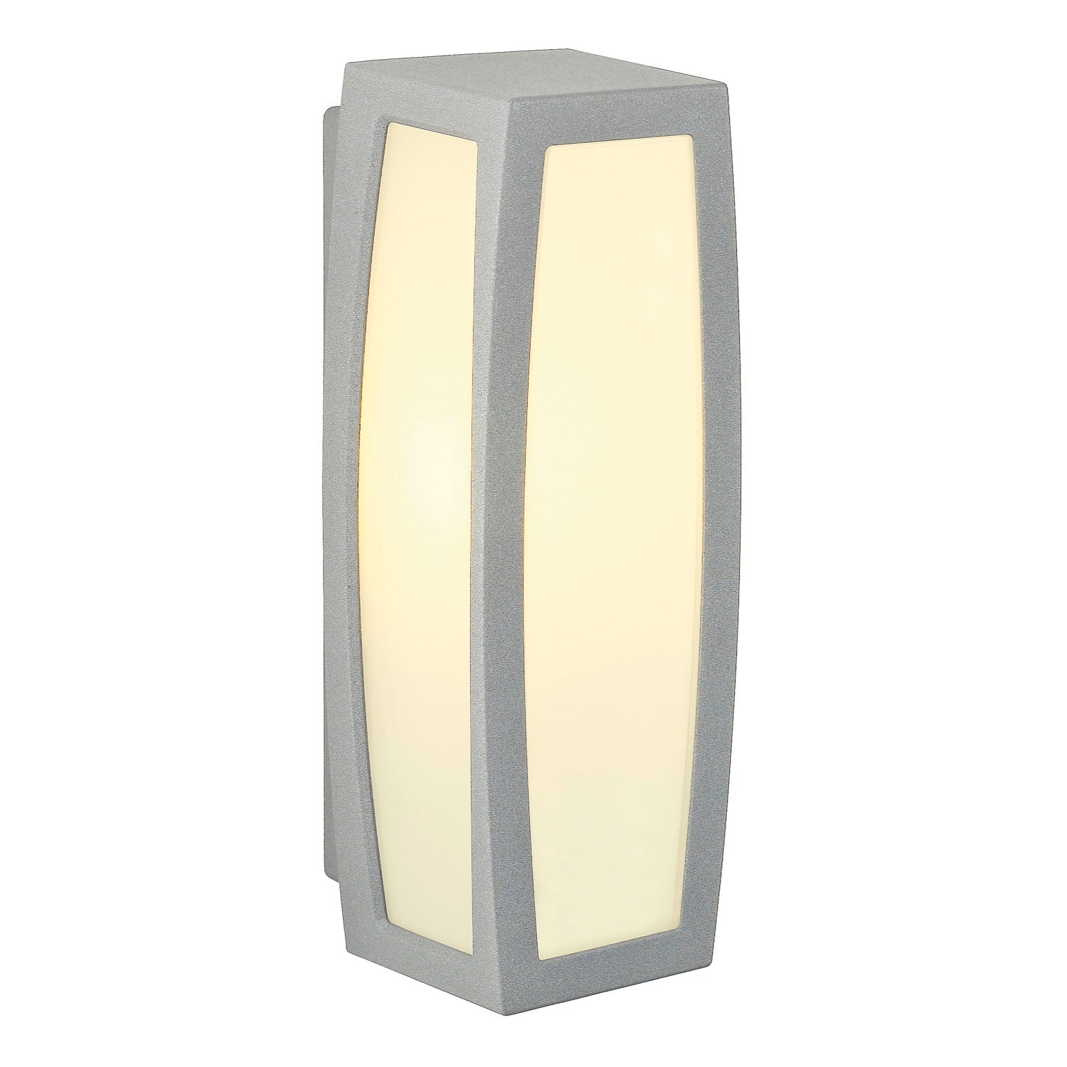 MERIDIAN BOX, luminária de parede para exteriores, TC-(D,H,T,Q)SE, IP54, cinzento prateado, máx. 20 W