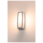 MERIDIAN BOX, luminária de parede para exteriores, TC-(D,H,T,Q)SE, IP54, cinzento prateado, máx. 20 W