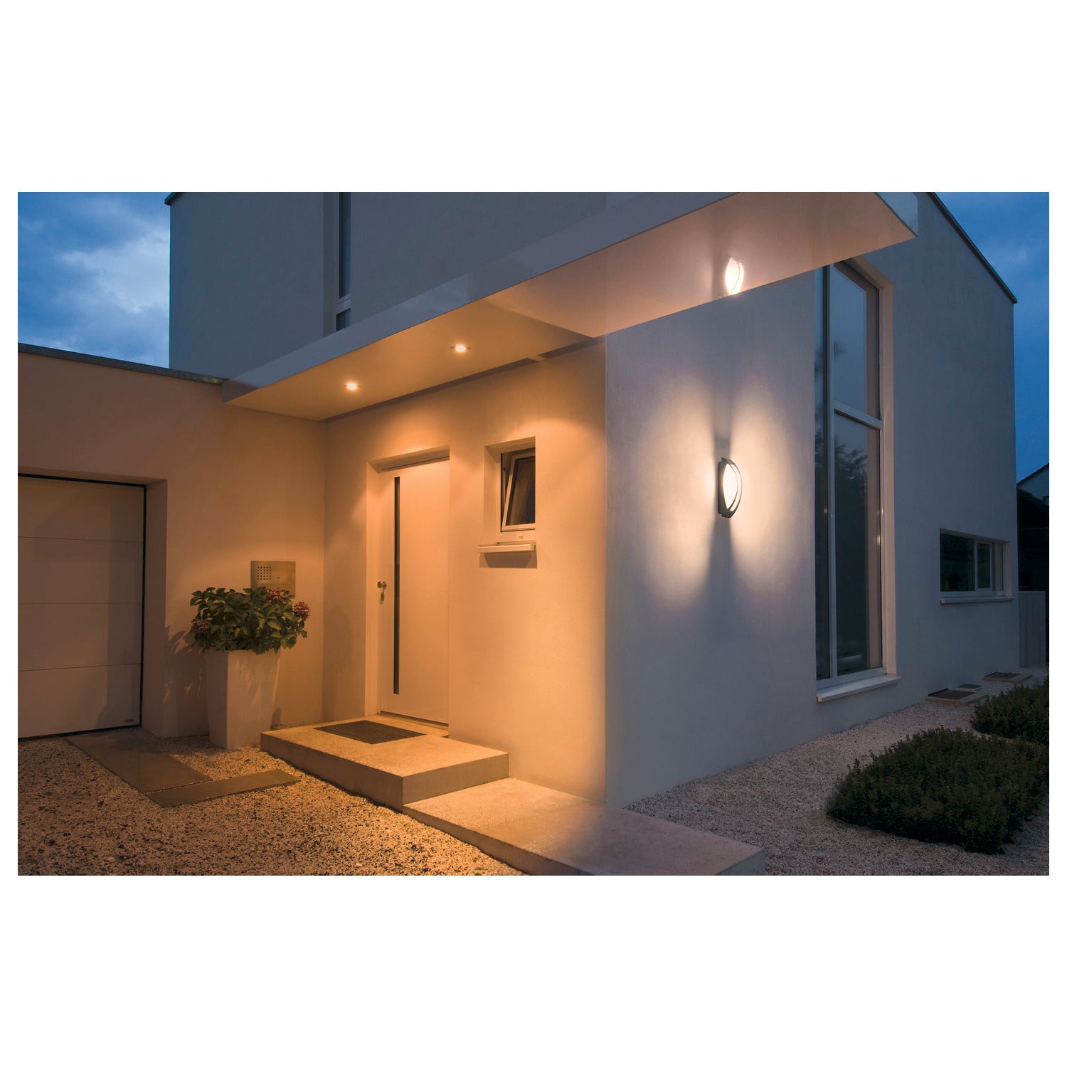 MERIDIAN 2, luminária de parede e de teto para exteriores, TC-(D,H,T,Q)SE, IP54, antracite, máx. 25 W
