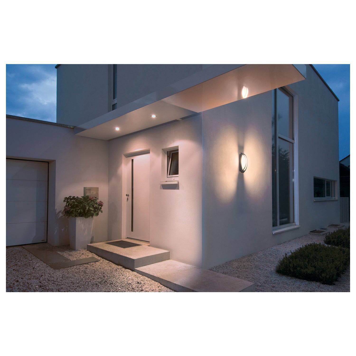 MERIDIAN 2, luminária de parede e de teto para exteriores, TC-(D,H,T,Q)SE, IP54, antracite, máx. 25 W