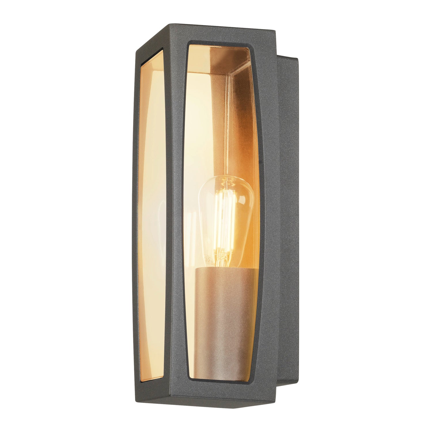 MERIDIAN BOX 2, luminária de parede para exteriores, TC-(D,H,T,Q)SE, antracite, máx. 25 W, plástico claro