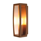 MERIDIAN BOX 2, luminária de parede para exteriores, TC-(D,H,T,Q)SE, ferrugem, máx. 25 W, plástico claro