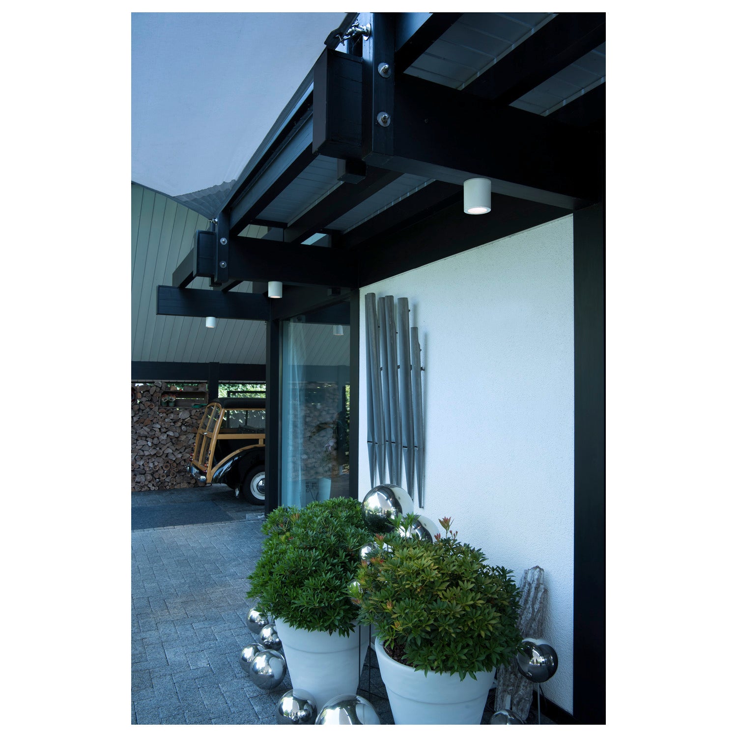 SITRA, luminária de teto para exteriores, TCR-TSE, IP44, redonda, branco, máx. 9 W