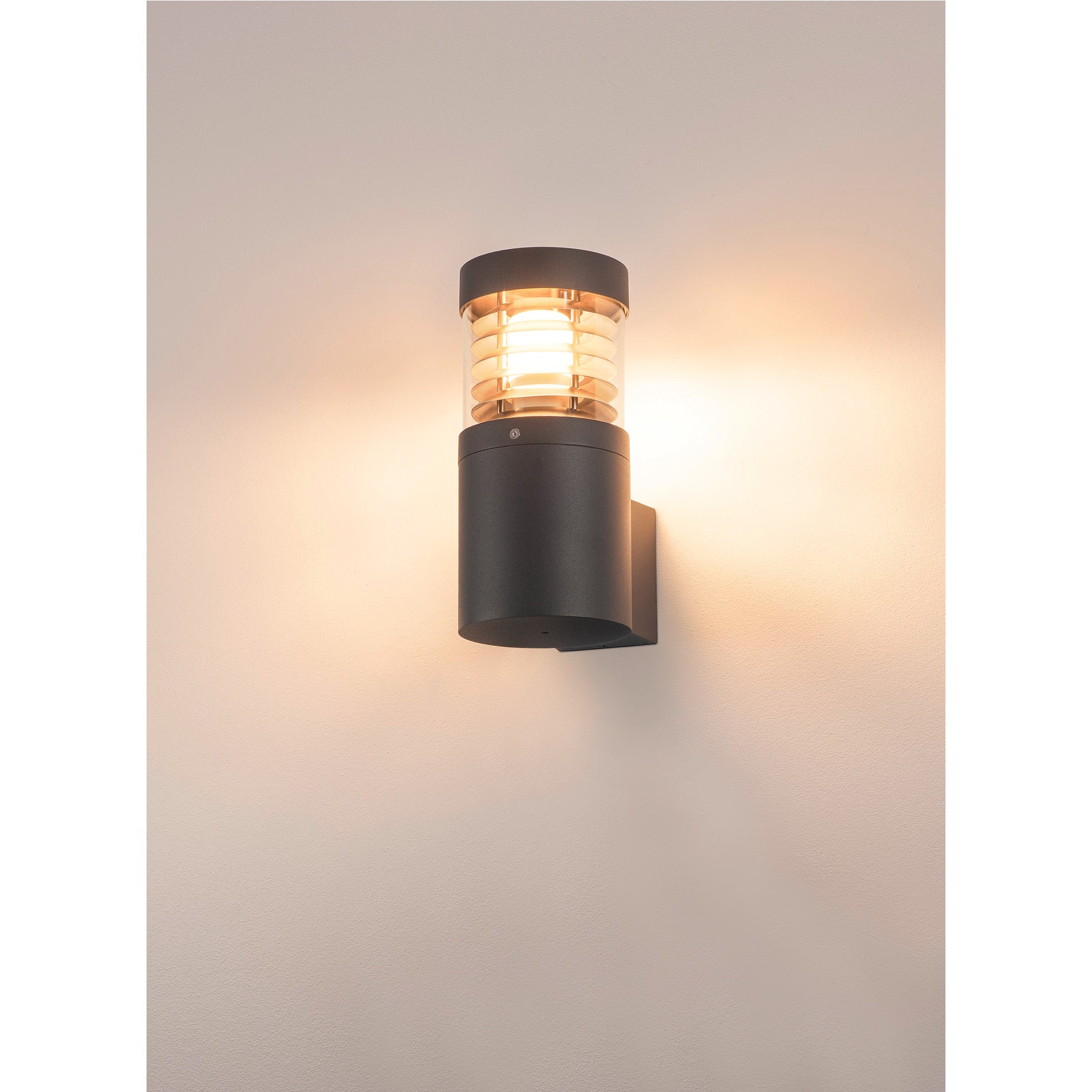 F-POL WALL, luminária de parede para exteriores, TC-(D,H,T,Q)SE, IP54, redonda, antracite, máx. 20 W