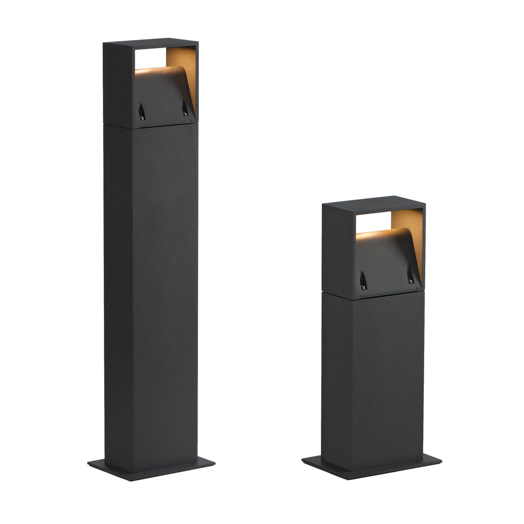 LOGS 40, luminária de apoio para exteriores, LED, 3000 K, IP65, angular, antracite, C/L/A 13/8/39,5 cm, 8 W