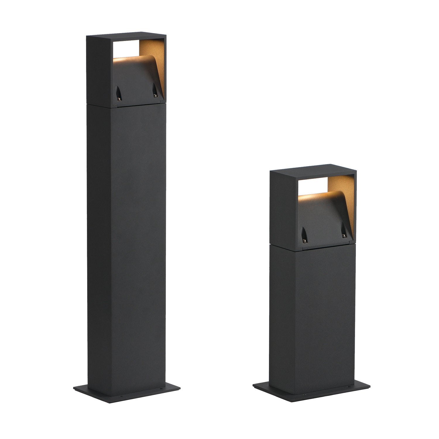 LOGS 40, luminária de apoio para exteriores, LED, 3000 K, IP65, angular, antracite, C/L/A 13/8/39,5 cm, 8 W