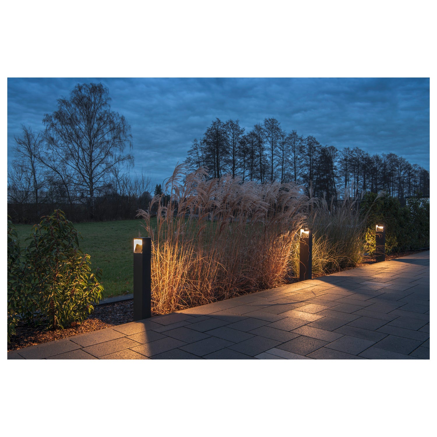 LOGS 70, luminária de apoio para exteriores, LED, 3000 K, IP65, angular, antracite, C/L/A 13/8/69,5 cm, 8 W