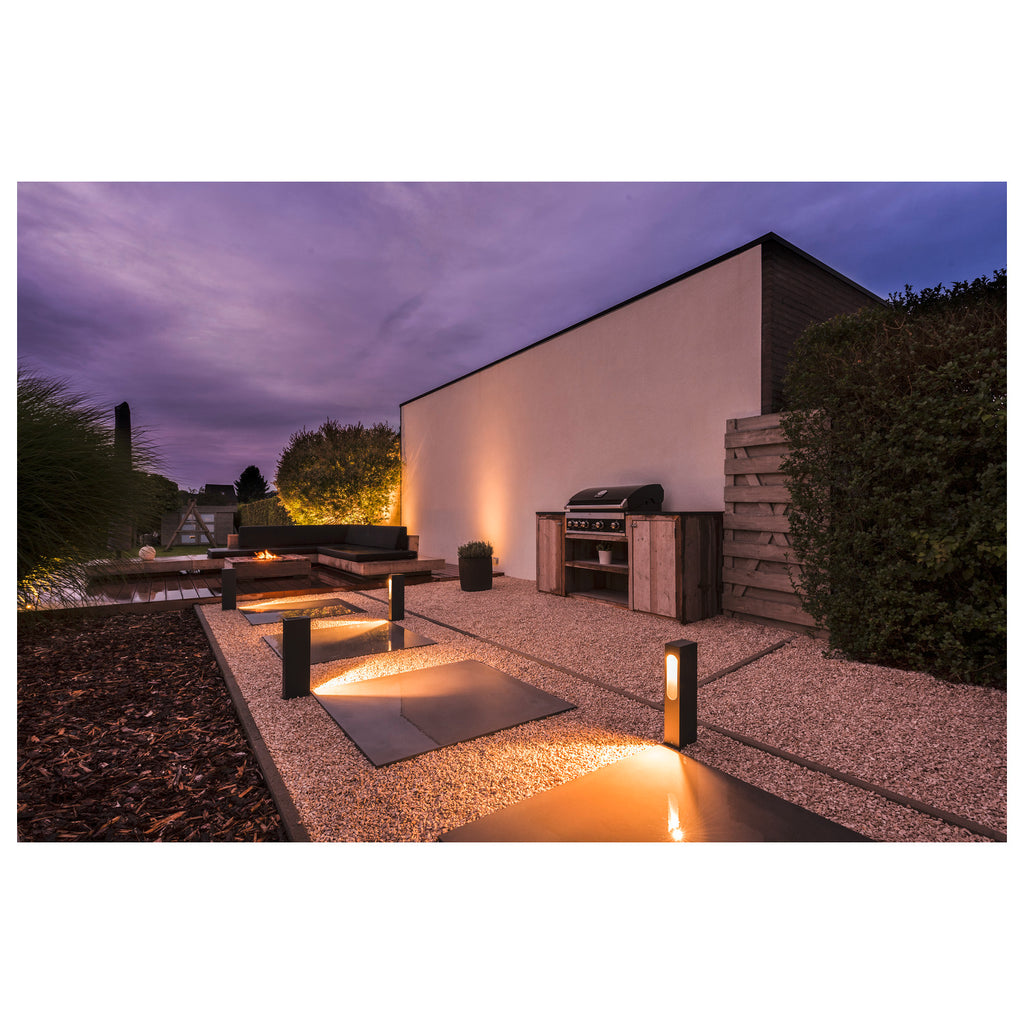 SLOTBOX 40, luminária de apoio para exteriores, LED, 3000 K, IP44, angular, antracite, C/L/A 12/7/40 cm, 4 W