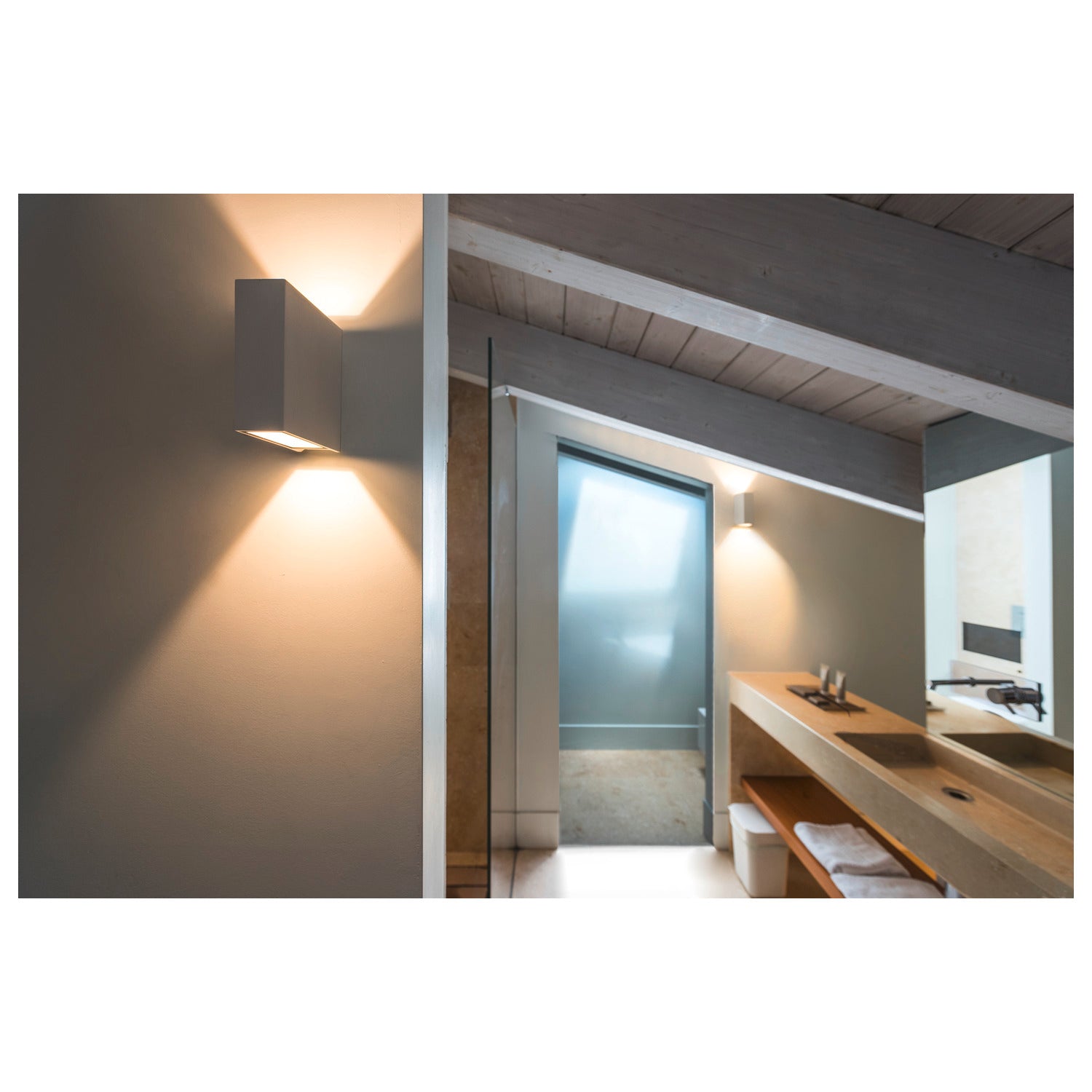 QUAD 2 XL, luminária de parede, LED, 3000 K, IP44, angular, up/down, branco, 3,2 W