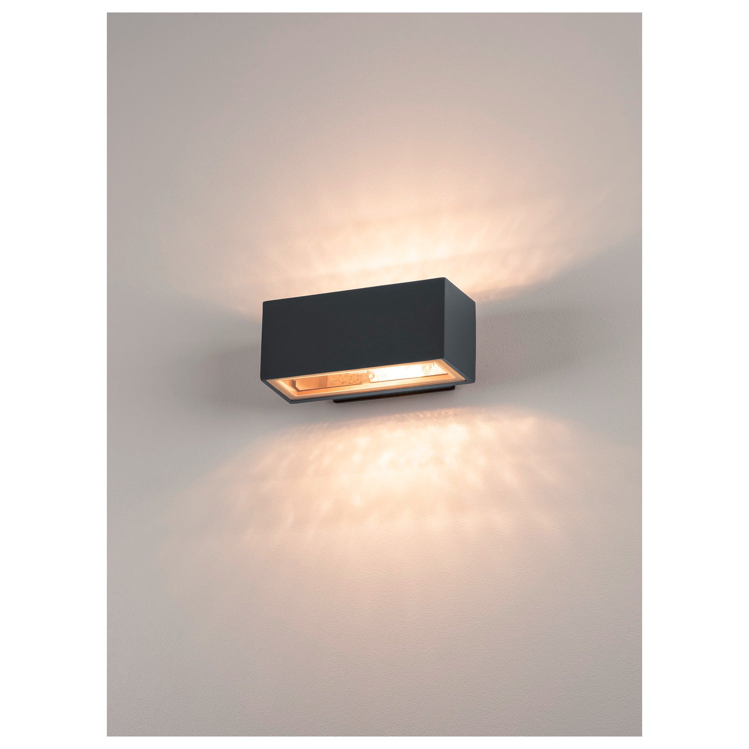 BOX, luminária de parede para exteriores, QT-DE12, IP44, angular, up/down, antracite, máx. 80 W