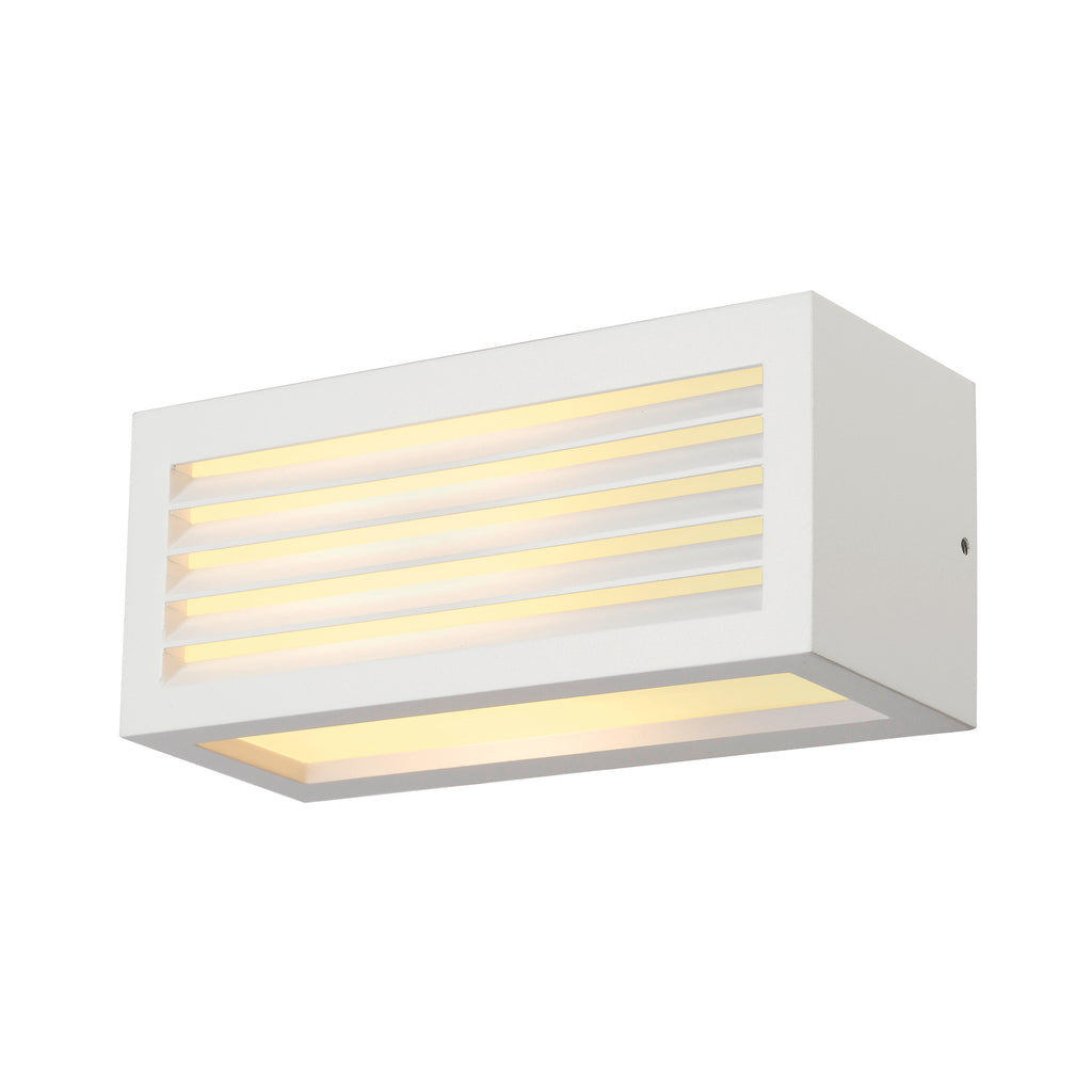 BOX-L, luminária de parede para exteriores, TC-(D,H,T,Q)SE, IP44, angular, branco, máx. 18 W