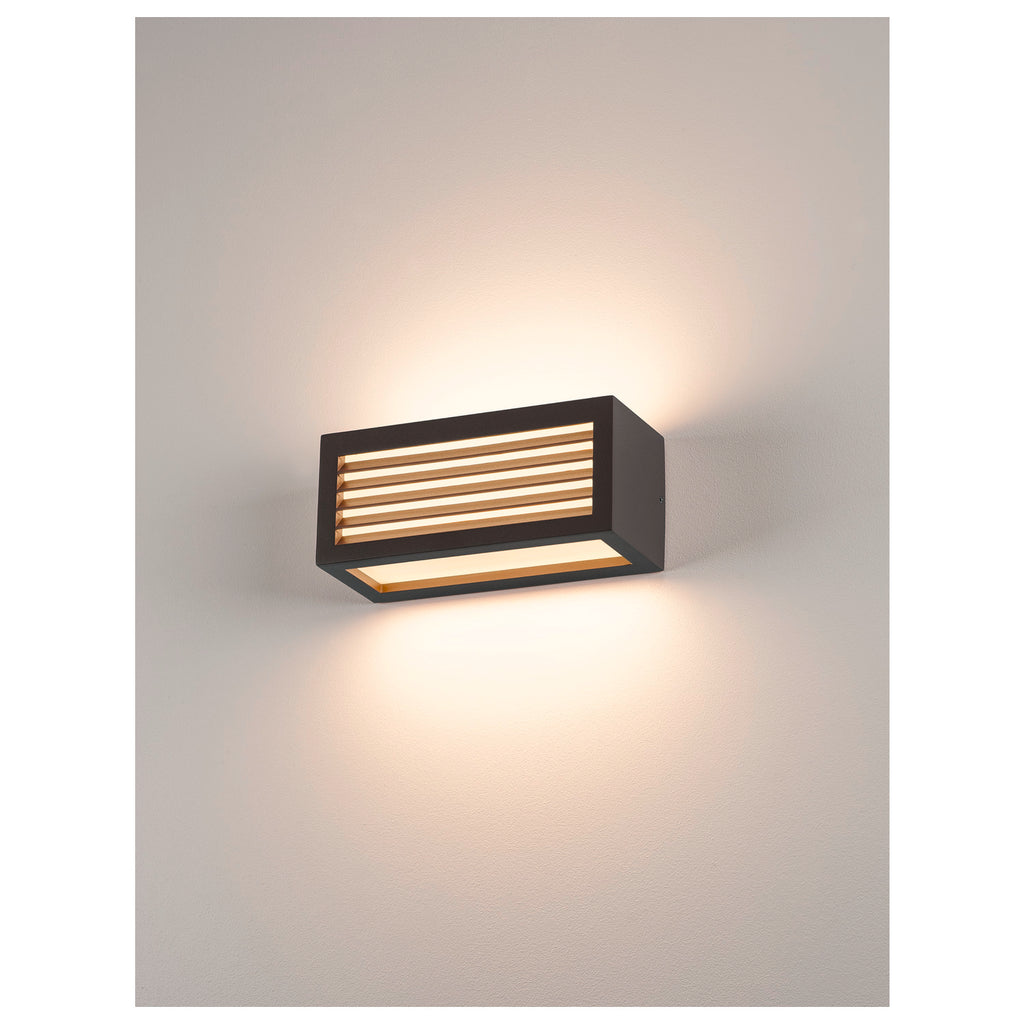 BOX-L, luminária de parede para exteriores, TC-(D,H,T,Q)SE, IP44, angular, antracite, máx. 18 W