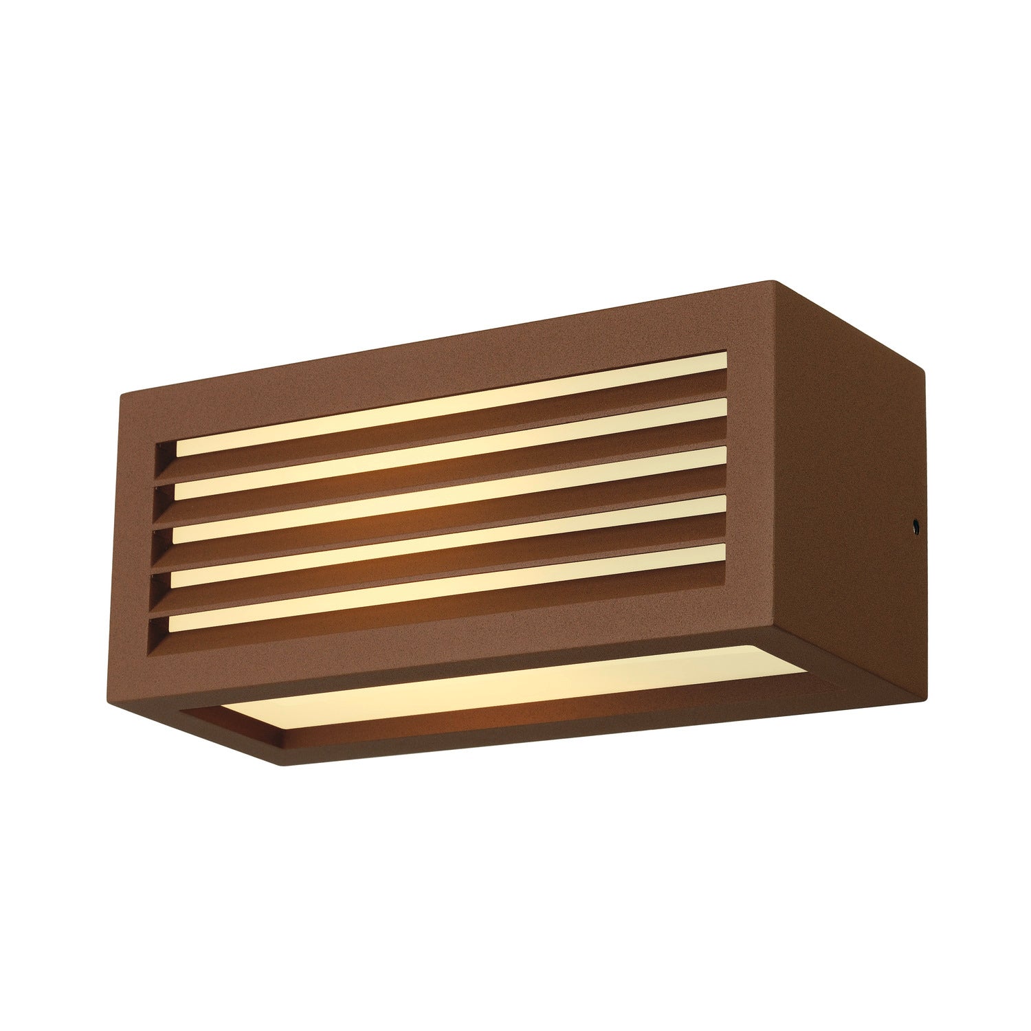 BOX-L, luminária de parede para exteriores, TC-(D,H,T,Q)SE, IP44, angular, ferrugem, máx. 18 W