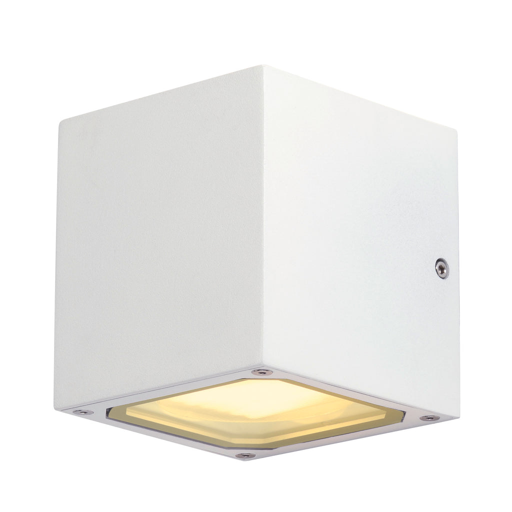 SITRA CUBE, luminária de parede para exteriores, TCR-TSE, IP44, branco, máx. 18 W
