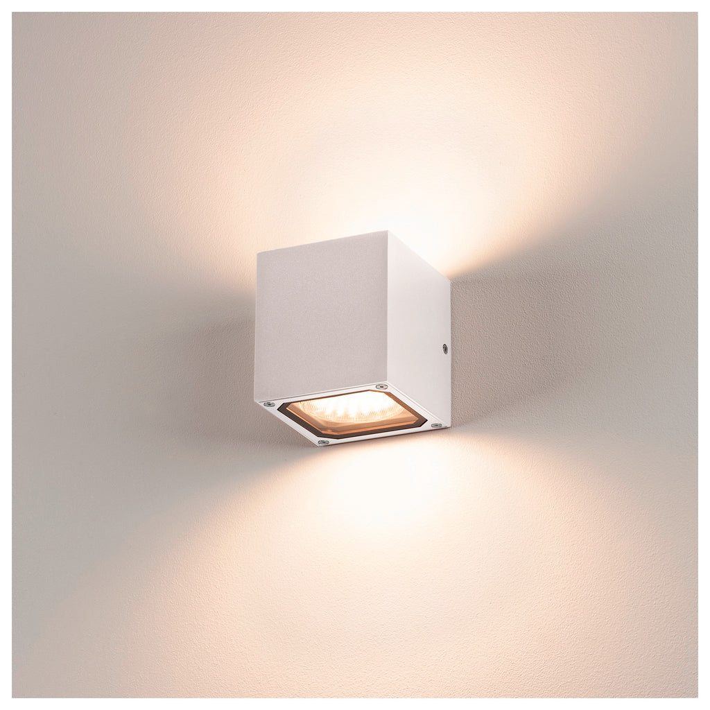 SITRA CUBE, luminária de parede para exteriores, TCR-TSE, IP44, branco, máx. 18 W