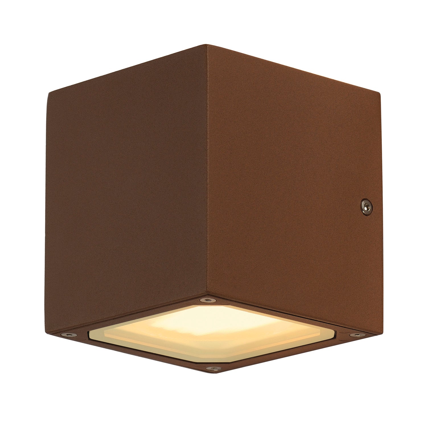 SITRA CUBE, luminária de parede para exteriores, TCR-TSE, IP44, ferrugem, máx. 18 W