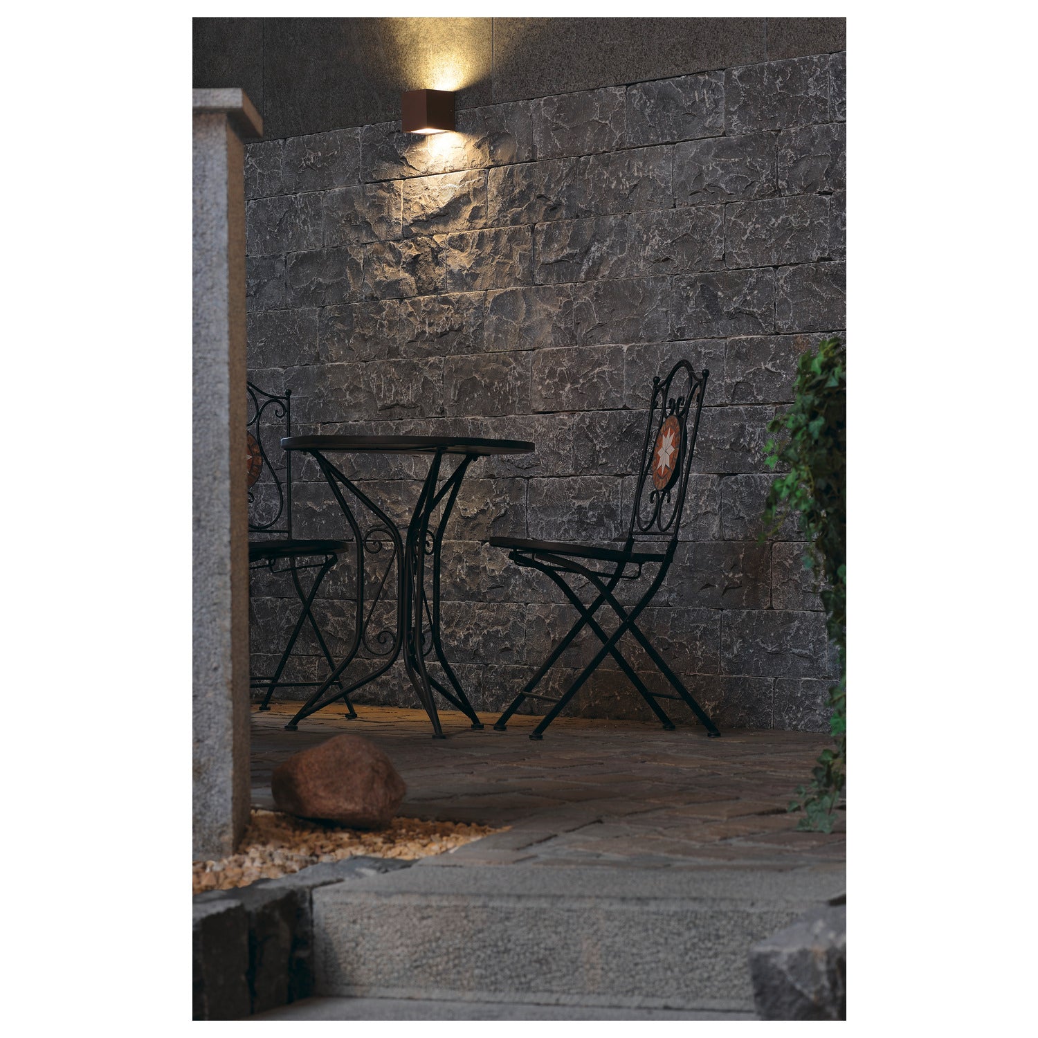 SITRA CUBE, luminária de parede para exteriores, TCR-TSE, IP44, ferrugem, máx. 18 W