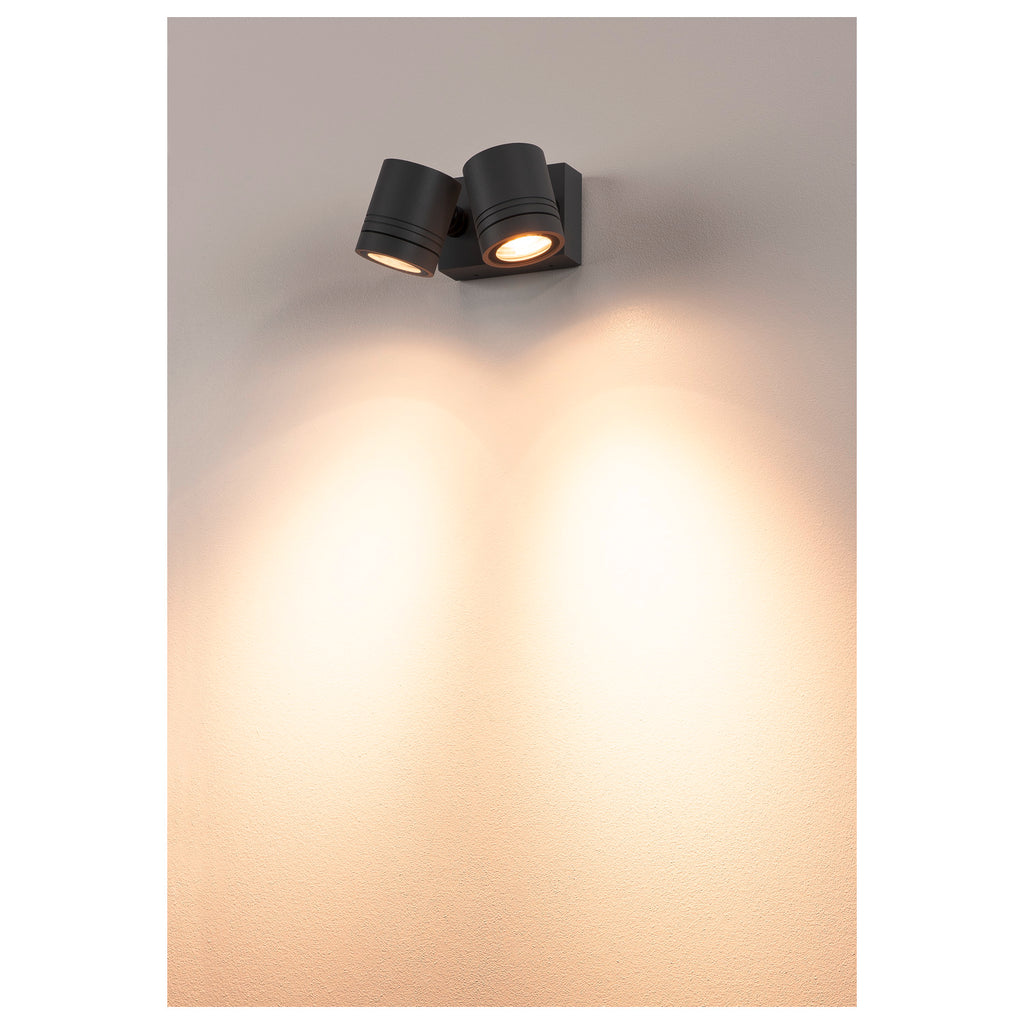 MYRA WALL, luminária de parede e de teto para exteriores, duas lâmpadas, QPAR51, IP55, antracite, max. 100 W