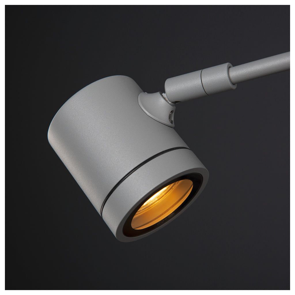 MYRA DISPLAY, luminária de parede para exteriores, QPAR51, IP55, cinzento prateado, encurvado, máx. 50 W