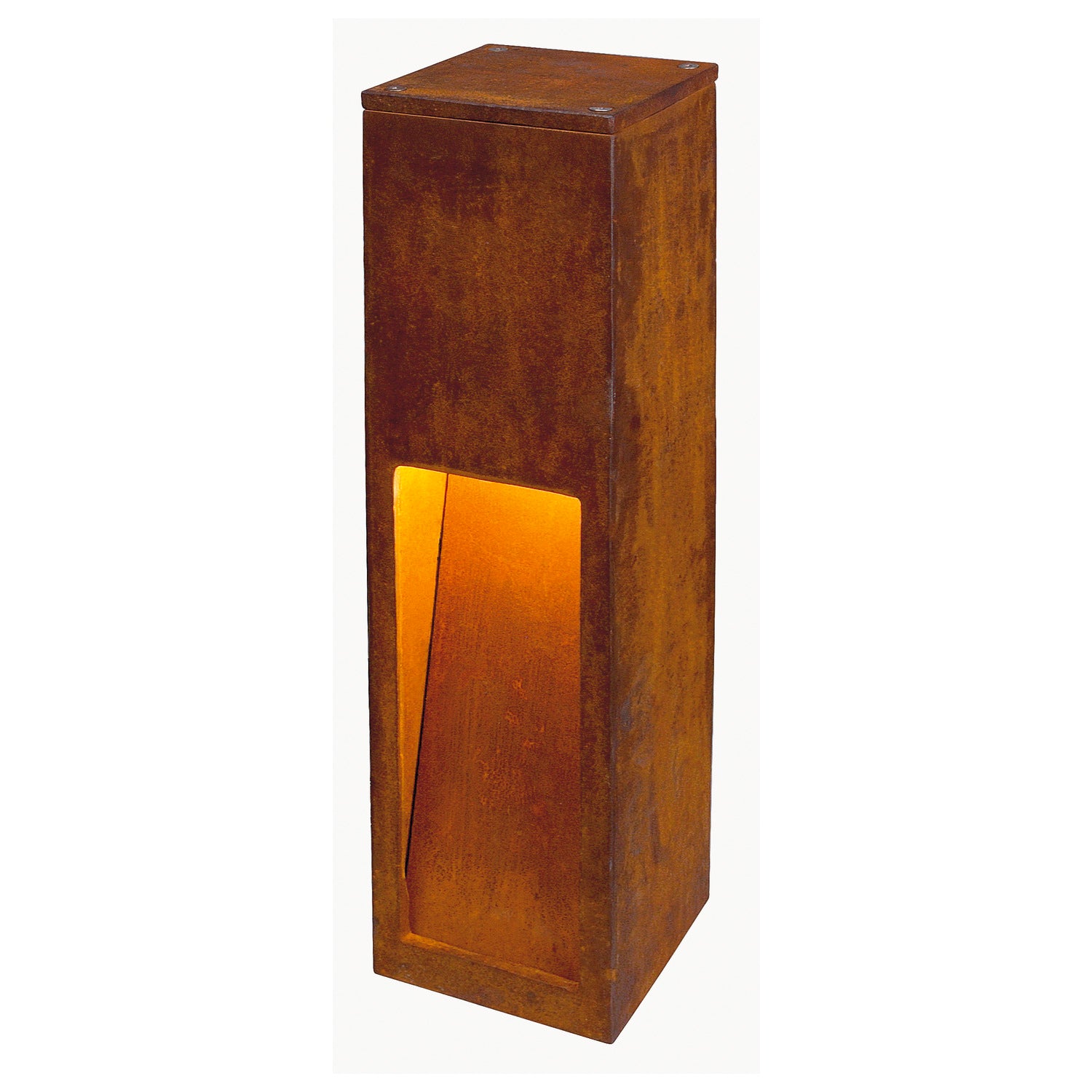 RUSTY SLOT 50, luminária de apoio para exteriores, LED, 3000 K, aço enferrujado, C/L/A 12/12/50 cm