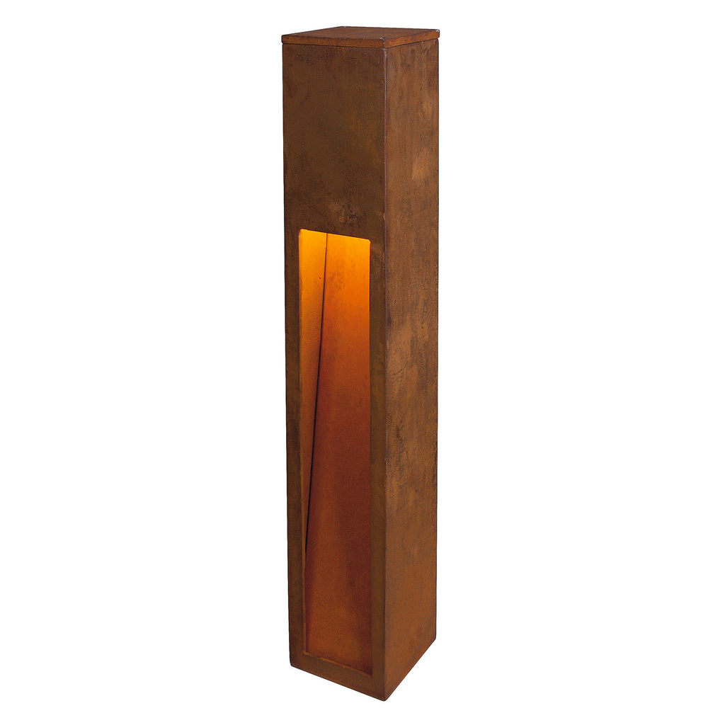 RUSTY SLOT 80, luminária de apoio para exteriores, LED, 3000 K, aço enferrujado, C/L/A 12/12/80 cm