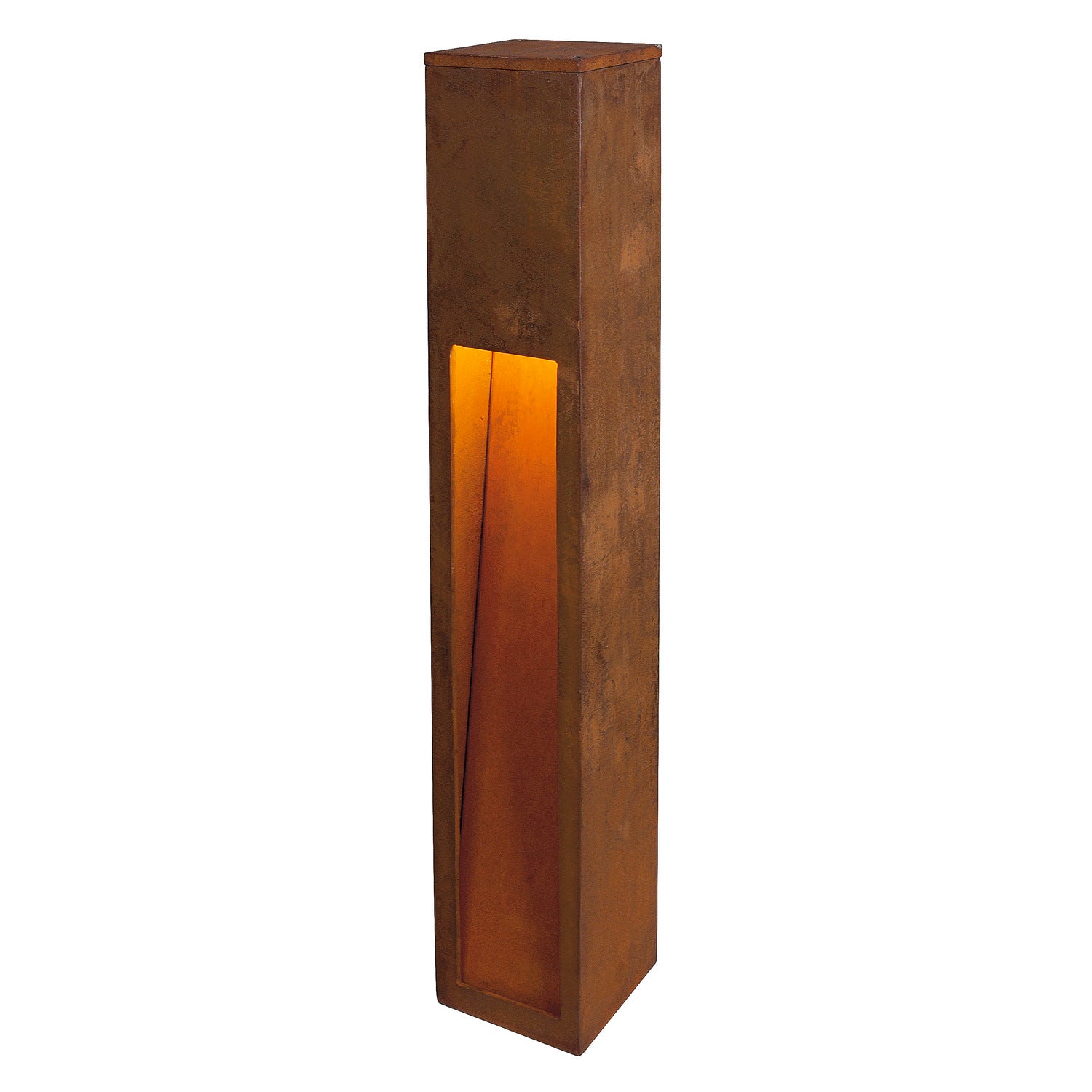 RUSTY SLOT 80, luminária de apoio para exteriores, LED, 3000 K, aço enferrujado, C/L/A 12/12/80 cm