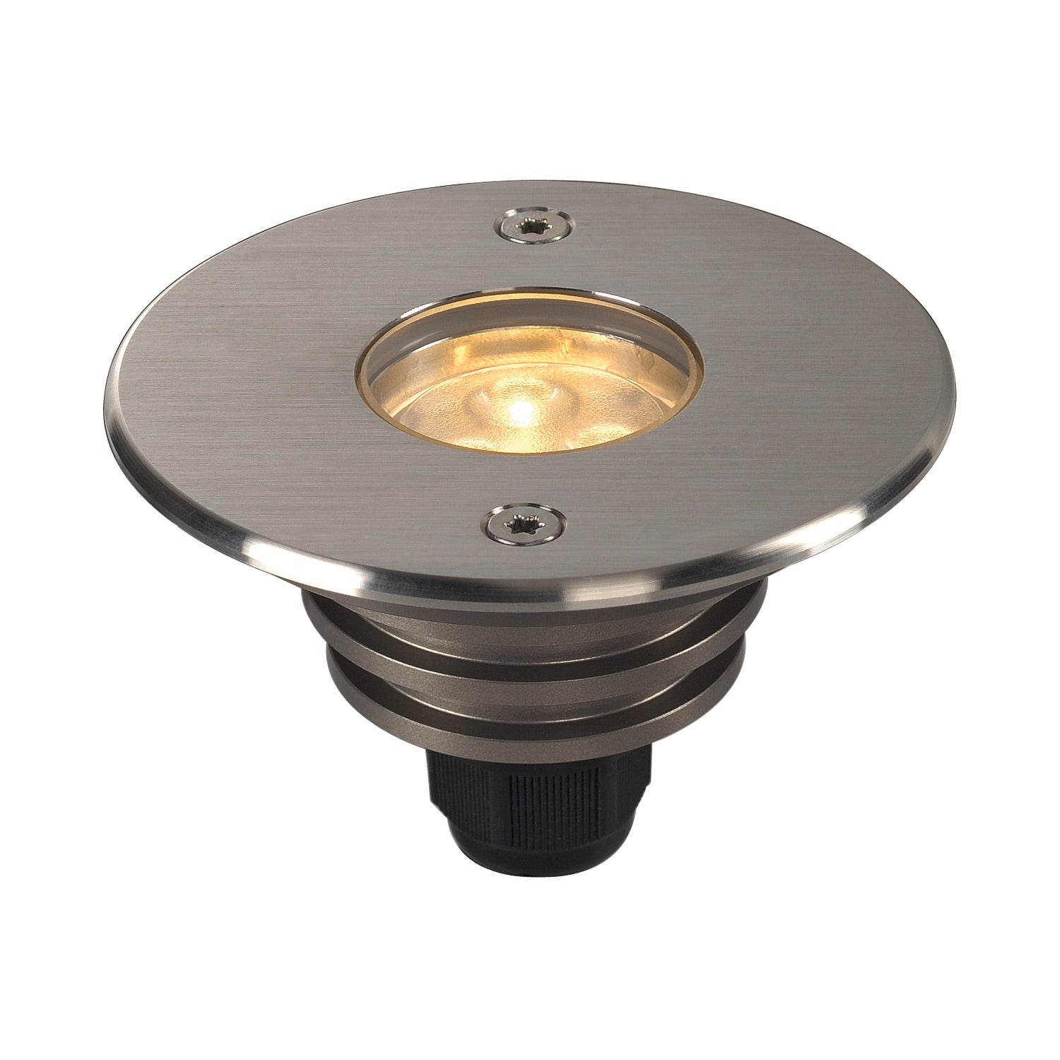 DASAR® 920, Luminária para encastrar no pavimento exterior LV LED, 3000 K, IP67, redondo, abertura em aço inoxidável escovado, 12-25 V, 6,5 W