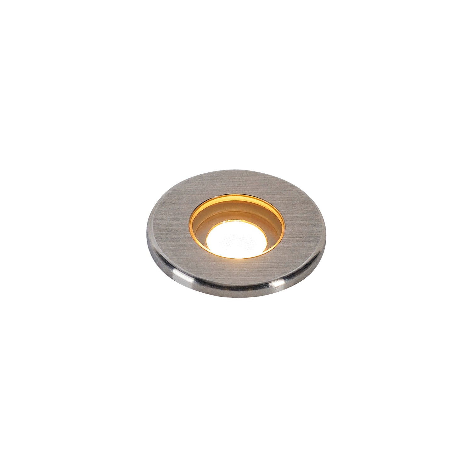 DASAR MINI 37, luminária de embutir no chão para exteriores, LED, 3000 K, IP67, redonda, aço inox escovado, 12-24V, 2 W